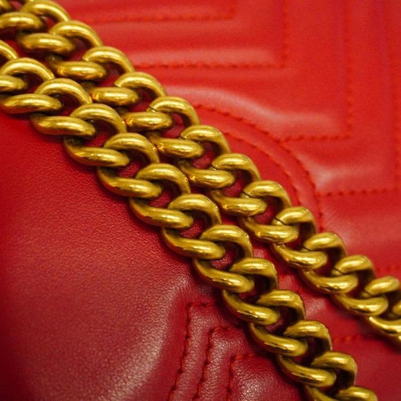 Gucci Gg Marmont Red Leather Shoulder Bag (Pre-Owned) - Picture 10 of 11